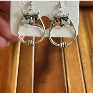 Elegant Silver Owl Earrings